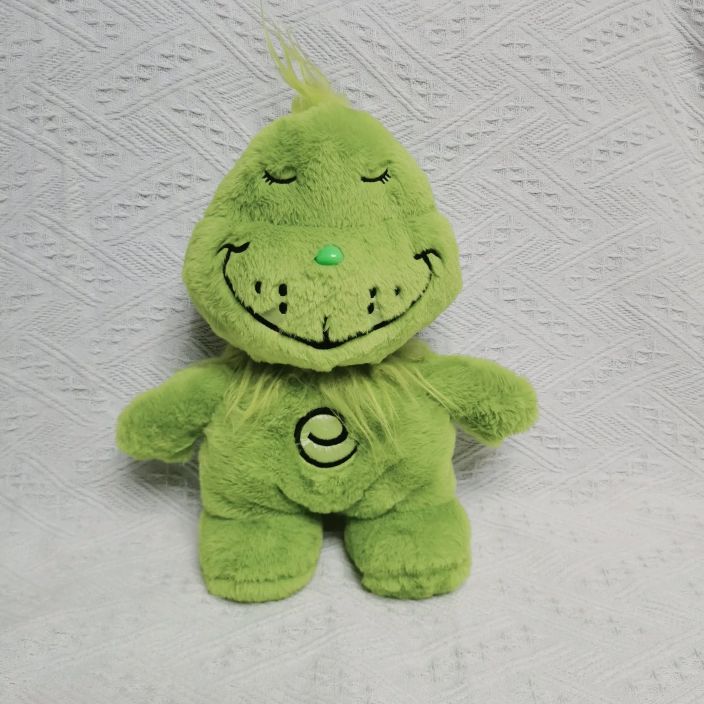 Cuddly Green Shaggy Anime Plush Toy with Glowing Belly - The Perfect Breathing Companion Doll for Kids and Anime Lovers!